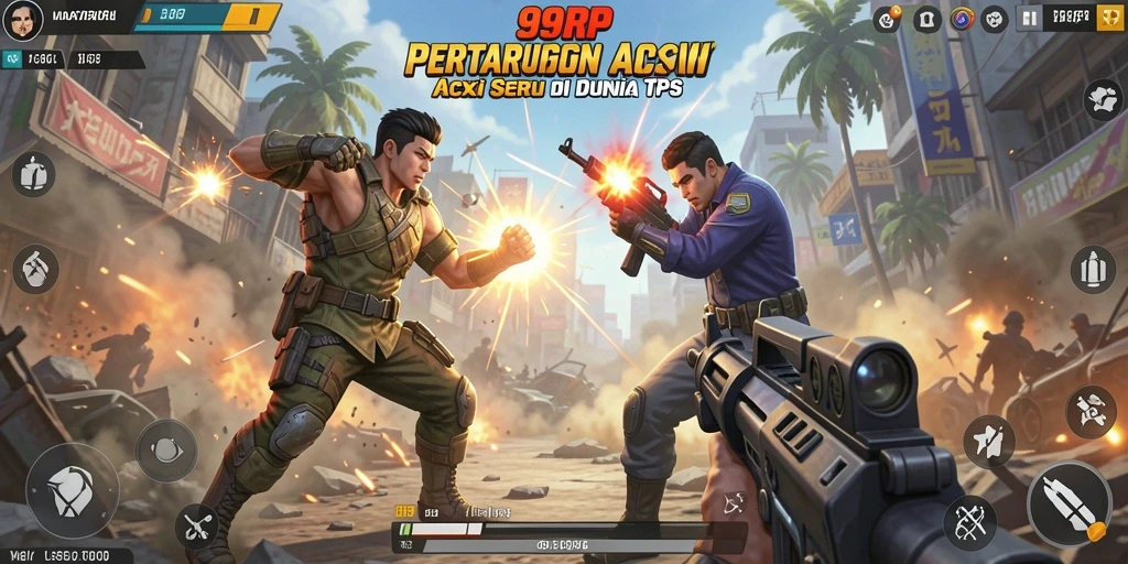 Tampilan gameplay TPS yang mendebarkan dari 99RP.
