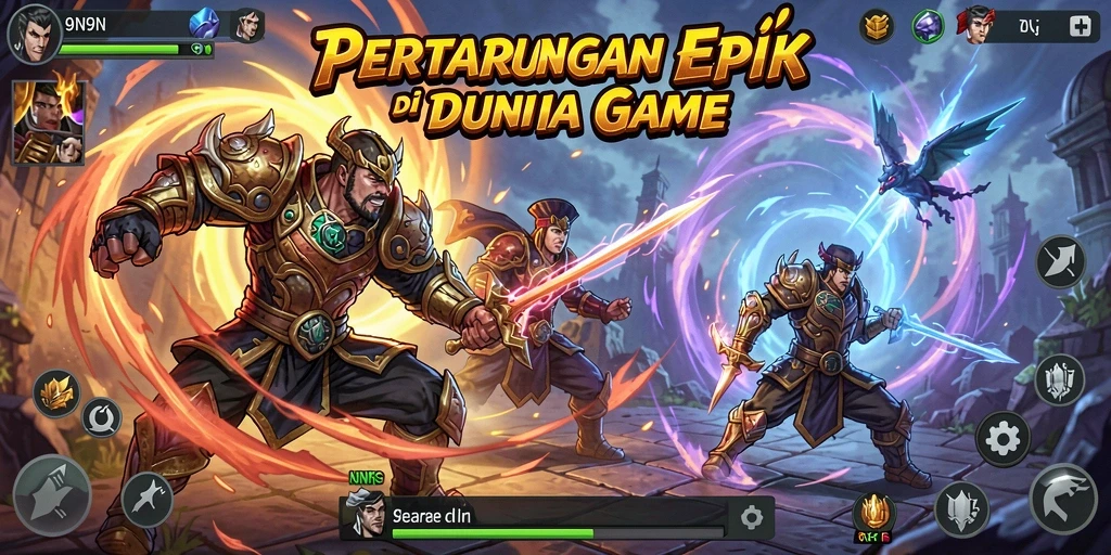 Tampilan gameplay seru pertarungan karakter dalam 9N9N.