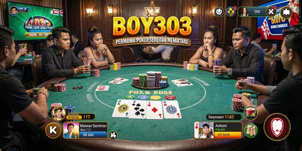 Tangkapan layar utama BOY303 menampilkan momen seru dalam permainan Poker.