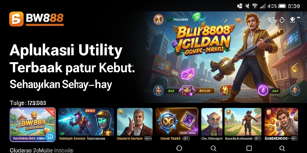 Tampilan utama aplikasi BW888 dengan berbagai fitur Utility.