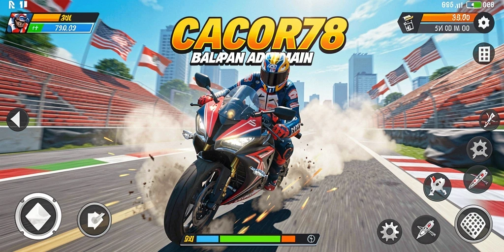 Tangkapan layar dari gameplay balapan motor yang seru.