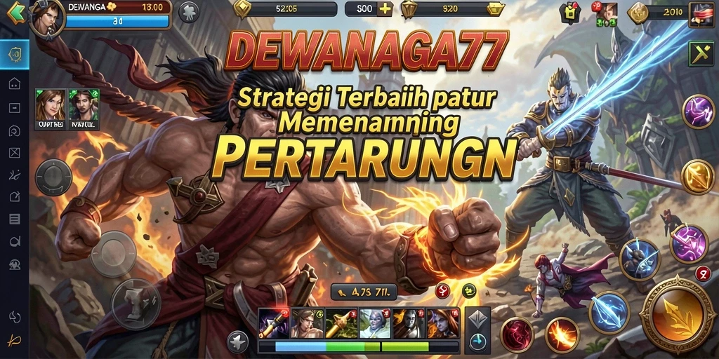 Tampilan utama gameplay DEWANAGA77 yang menampilkan aksi pertempuran strategi.