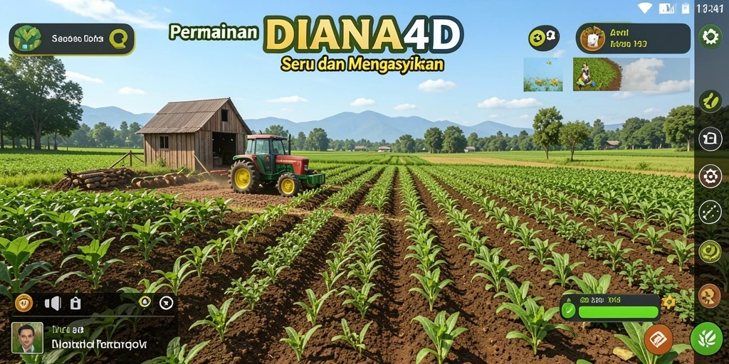 Screenshot gameplay DIANA4D menampilkan aktivitas bertani yang menarik.
