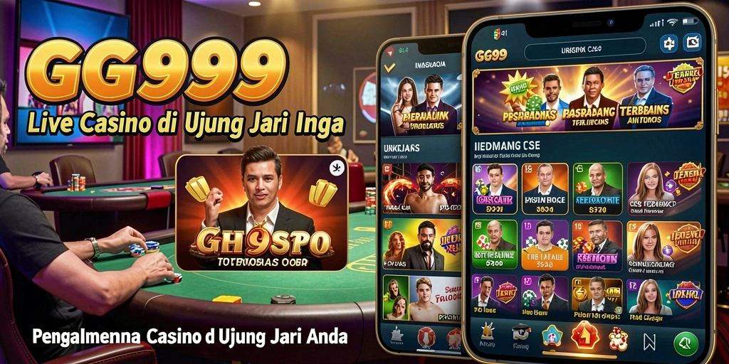 Gameplay GG999 menampilkan dealer langsung dalam suasana kasino yang mendebarkan.