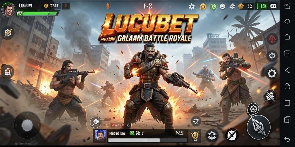 Tampilan gameplay <strong>LUCUBET</strong> yang intens dalam pertempuran Battle Royale.