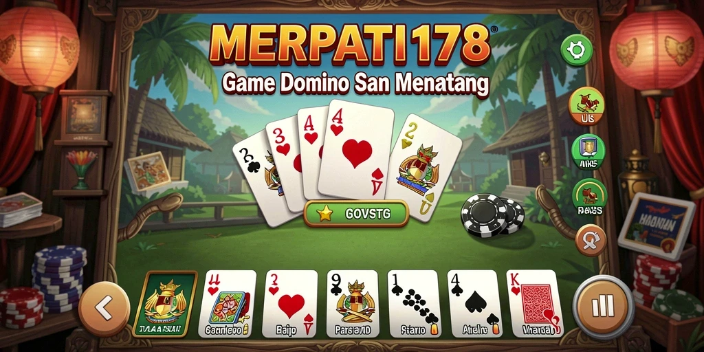 Tampilan gameplay seru dari MERPATI178 dengan dominasi kartu domino.