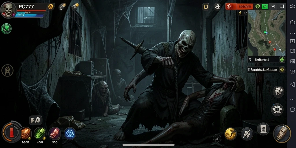 Tampilan gameplay PC777 yang menegangkan dan penuh kengerian.