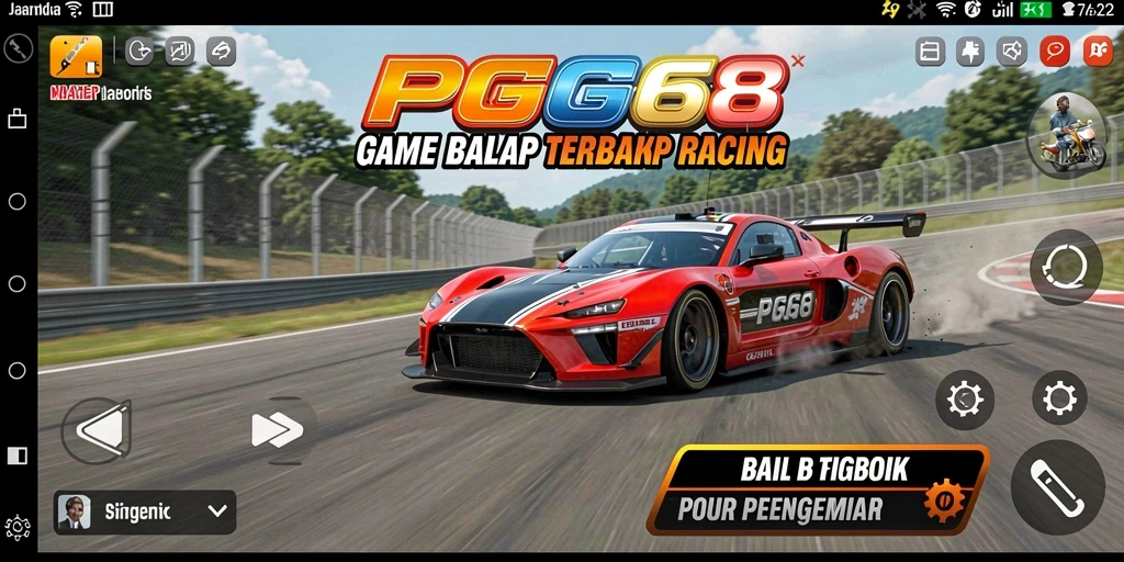 Tangkapan layar PGG68 menampilkan aksi balap yang mendebarkan dan kendaraan yang bertenaga.