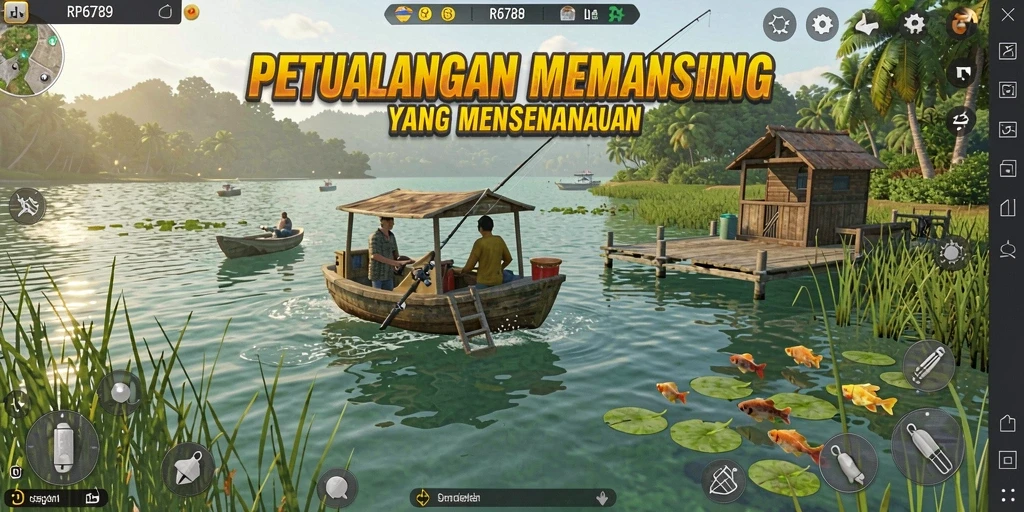 Gameplay RP6789 yang seru dengan aksi memancing.