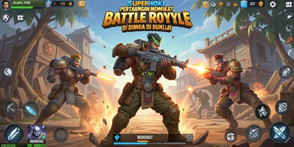 Tangkapan layar SUPERHOKI menunjukkan aksi seru pertempuran Battle Royale.